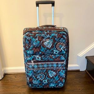 COPY - Vera Bradley brown blue wheel suitcase